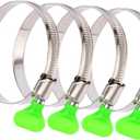 4-Pack 3 Inch Stainless Steel Hose Clamps, 12mm Bandwidth Key-Style Thumb Screw Adjustable Dryer Vent & Duct Clamp for Secure Connection on Automotive, Dust Collector, and Appliance Hoses