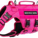 Tactical Dog Harness - PETNANNY Dog Harness Service Dog Vest for Large Breed Dog, Hook and Loop Panel for Service Dog Patchs, Work Dog MOLLE Vest with Handle for Walking Hiking Training(Pink,M) (Standard M (Chest: 2334", Neck: 17-24"))