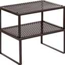 SONGMICS Spice Racks, Set of 2 Metal Cabinet Shelf Organizers, Countertop Organizers, Shelf Risers, Stackable, Expandable, Brown UKCS01BR