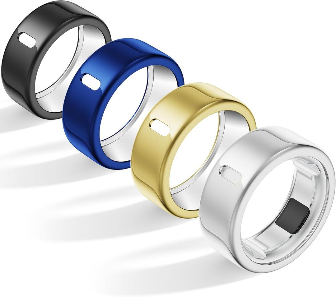 4 Pack Cover Compatible with Oura Ring Gen 4/Oura Ring Gen 3 Horizon/3 Heritage, Charging Derectly, Anti-Scratch TPU Protector for Women Men Working Out Gym-Size 7 (Black+Silver+Gold+Green)