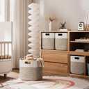 UBBCARE Set of 4 Storage Cubes-13 X 13 X 13 In, Cotton Rope Basket for Shelves, Toys, Book, Cube Storage Bin with Handles, Woven Storage Basket for Organizing, White/Brown