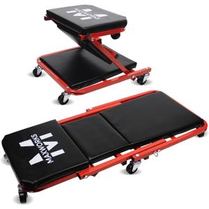 MAXWORKS 50873 2 in 1 Mechanic Creeper 36 inch Z-Creeper Seat 300 lbs Capacity Low Profile Creeper with 6 pcs Casters for Garage Shop Auto Repair