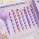 WEMATE 8Pcs Purple Pens, Metal Crystal Diamond Pen with Black & Blue Ink, Pens for Journaling, Office Supplies Fancy Pens for Women, Back to School Supplies for Girls Birthday (Purple)