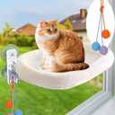 Cat Window Perch Cat Hammock Foldable Hanging BedUpgrade Strong Suction Cups Sturdy Holds Up to 25kg,Easy to Assemble,Reversible Cover 53 * 30cm (White, M-52CM)