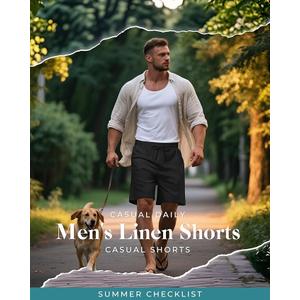 1 Pack Men's Big and Tall Cotton Linen 9" Inseam Shorts Drawstring Summer Casual Beach Bermuda with Pockets  3XL