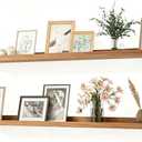 Oak Floating Shelves for Wall Decor, 48 in Shelf with Lip, 2 Set | 4.5" Deep Display Picture Ledge Shelf, Long Wall Mounted Storage Shelves for Bedroom, Bathroom, Living Room, Kitchen, Nursery, 47.2in