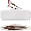 Silicone Makeup Brush Holder Bags: Cosmetic Case with Magnetic-Metal-Buttons for Travel, Makeup Pouch Case for Makeup Tools Storage (White)