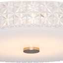 Kira Home Maxine 15" Modern Flush Mount Ceiling Light, Integrated 20W LED (120W eq.), Clear Crystal Style Shade + Round Glass Diffuser, 3000k Warm White Light, White Finish