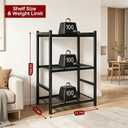 Tujurich Small Storage Shelves, 3-Tier Metal Shelving Unit with Leveling Feet, Compact Shelf Organizer for Garage, Kitchen, Pantry and Closet Organization, 17.7" x 11.8" x 29.9",Black