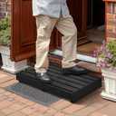 Indoor Wooden Step Stool 3.5'' Height, Outdoor Steps with Non Slip Pads, Step for Outside, Safety Stepping Stool for Bathroom, Kitchen, Bed, Black