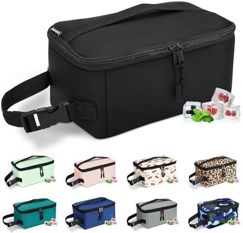 Cerbonny Small Lunch Bag,Small Cooler Bag,Freezable Snack Bag for Kids/Adult,Mini Cooler Bag with Buckle Handle,Freezable Lunch Bag for Work School Travel,Black