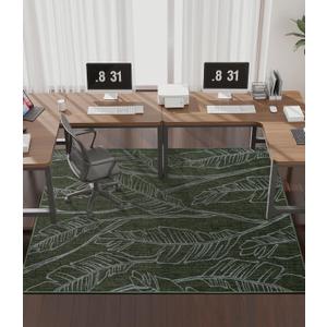 chakme Office Chair Mat for Hardwood Floor, 72"x48" Easy Glide Computer Desk Mat Protector for Rolling Chair Under Desk Rug Nonslip Backing, Machine Wash, (Dark Green Leaf)