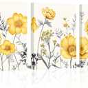 sechars Yellow Flower Canvas Wall Art Vintage Floral Painting Pictures Decor Modern Bedroom Bathroom Decoration (Yellow)