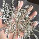 Exquisite Uniquely Pure Handmade Bright Crystal Patches Sew-on Rhinestones Applique with Stones Sequins Beads for Wedding Dress DIY Manual Accessories Belt Chest Waist Decoration (Silver)