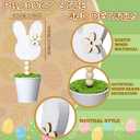 Yousoontic 3 Pcs Neutral Wooden Bunny Standing Table Decor Rustic Bunny Table Centerpiece Signs Rustic Rabbits Mini Potted Signs with Flowers Neutral Farmhouse Rabbits Gifts Easter Tabletop Decor