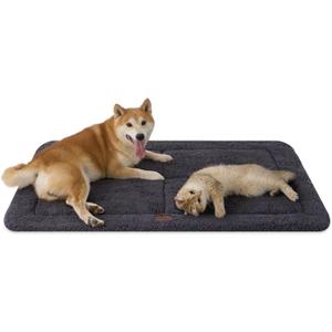 Joydeco Low Profile Dog Crate Mat Reversible Bed Pad, Washable Dog Pad Mat with Ultra Soft Fleece, Compact Design Kennel Beds Mats for Extra Large Jumbo Medium Small Pets, 48" x 30" Dark Gray
