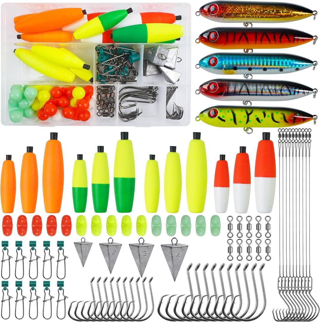 SILANON Catfish Rig Catfishing Tackle Making Kit, 86pcs Catfish Tackle Kit Santee Rig with Catfish Floats Peg Floats Rattle Beads Catfish Hooks Swivels Pyramid Weights Catfishing Gear Equipment