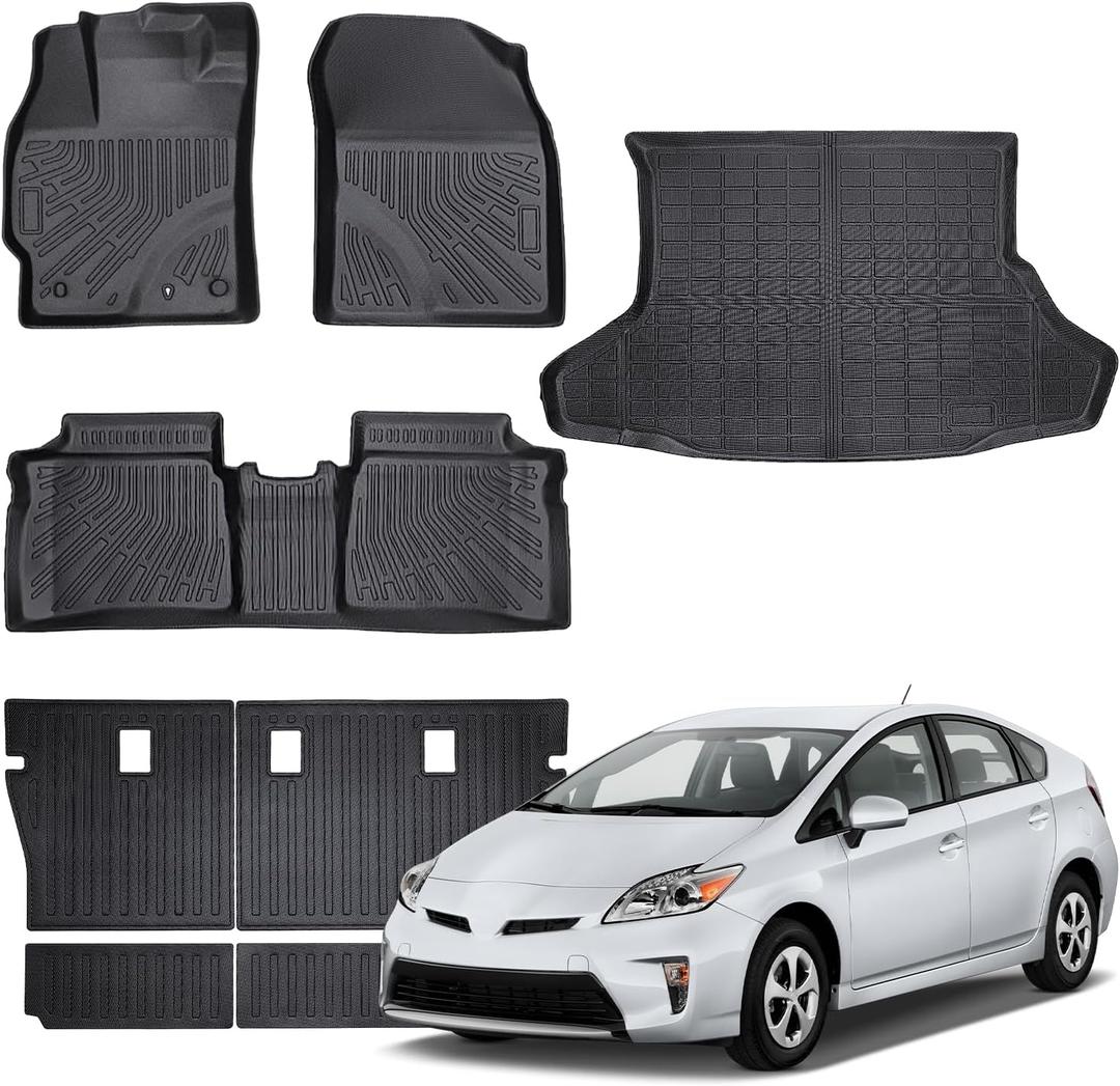 Floor Mats & Cargo Liner Compatible with Toyota Prius 2010 2011,All Weather Protection TPE, Anti-Slip Floor Mats & Trunk Mat Compatible with Toyota Prius 2010 2011 Accessories