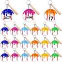 18 Set Ice Cream Drip Baseball Keychain with Mini Wooden Bat, DIY Acrylic Baseball Keychain Blanks Kit for Baseball Dripping Theme Party Team Gifts Travel Bag Luggage Suitcase(Baseball, Multi-color)