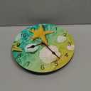 TAHEAT 8 Inch Coastal Seashell Starfish Wall Clock, Accurate Decorative Clocks, Silent Non Ticking Easy to Read Wall Clock for Bedroom/Living Room/Kitchen