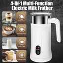 Milk Frother, 4-in-1 Milk Frother and Steamer, 10.1oz/300ml Automatic Hot and Cold Foam Maker and Milk Warmer, Electric Milk Frother for Coffee, Latte, Cappuccino, Matcha(White)