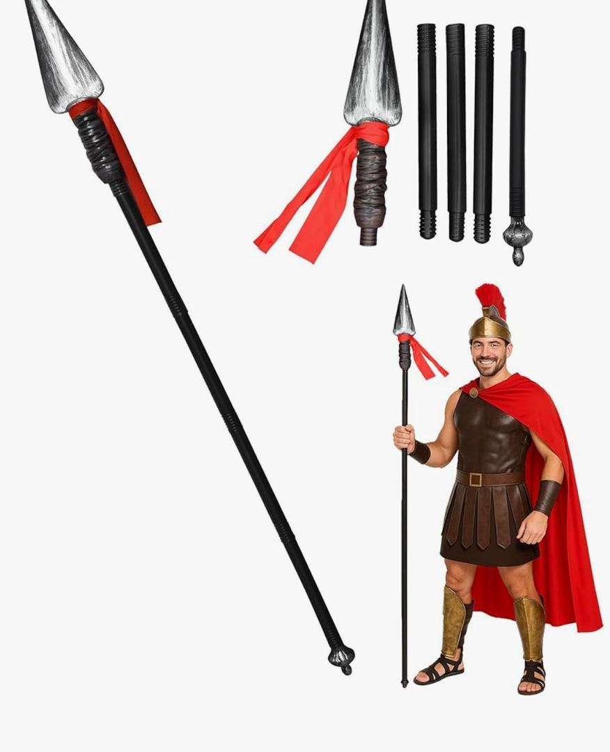Nicky Bigs Novelties - Adult Plastic Spartan Spear, Roman Replica, Viking Spear Costume, Native American Weapons Roman Gladiator Woman and Men Spartan Halloween Costume