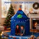 Rocket Space Ship Play Tent for Kids with Star Lights, Astronaut Themed Pop-Up Playhouse for Indoor & Outdoor, Foldable Space Adventure Gift for Boys and Girls