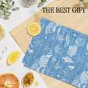 Giosve Blue Coastal Beach Kitchen Towels, Blue Seashell Seahorse Coral Decor Hand Towels for Bathroom, Coastal Beach Dish Tea Towels for Kitchen, Ocean Bathroom Decor, 16x24 Inch