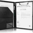 Tiankool Padfolio Portfolio Folder Binder -Faux Leather Portfolio Folder with Cover for A4 Notepad Holder, Business Portfolio for Resume, Legal Pad, Interview, Letter-size Padfolio for Women/Men,Black