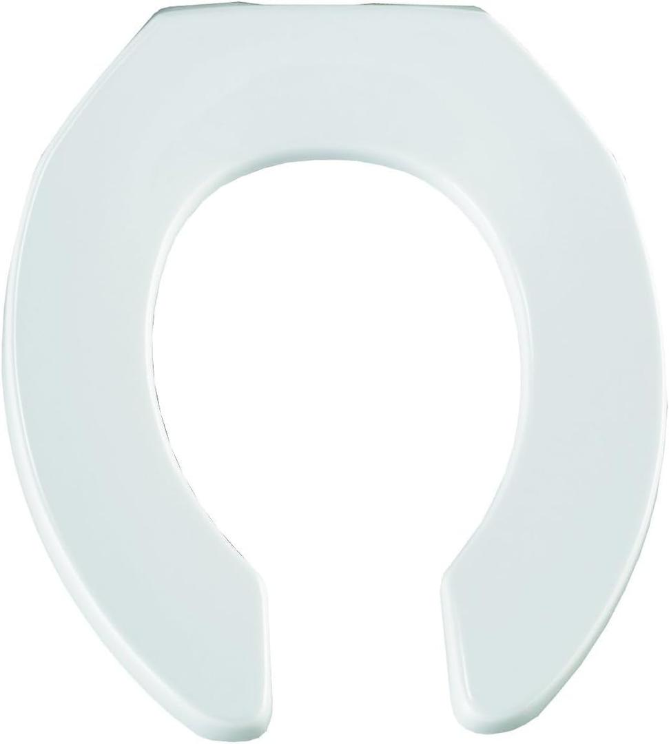 BEMIS 955CT Commercial Open Front Plastic Toilet Seat, Heavy Duty Industrial Seat without Lid, Secure Installation for Long Lasting Use, Made in USA, Round, White