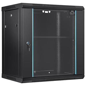 VEVOR 12U Wall Mount Network Cabinet, 15.5'' Deep Server Rack Cabinet Enclosure, 200 lbs Max. Ground-Mounted Load Capacity, with Locking Glass Door Side Panels, for IT Equipment, A/V Devices