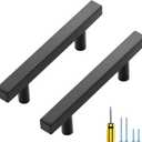 Ravinte 50 Pack Black Cabinet Handles 3 Inch Square Cabinet Pulls Matte Black Square Hardware for Kitchen Cabinets - 5 Inch Total Length