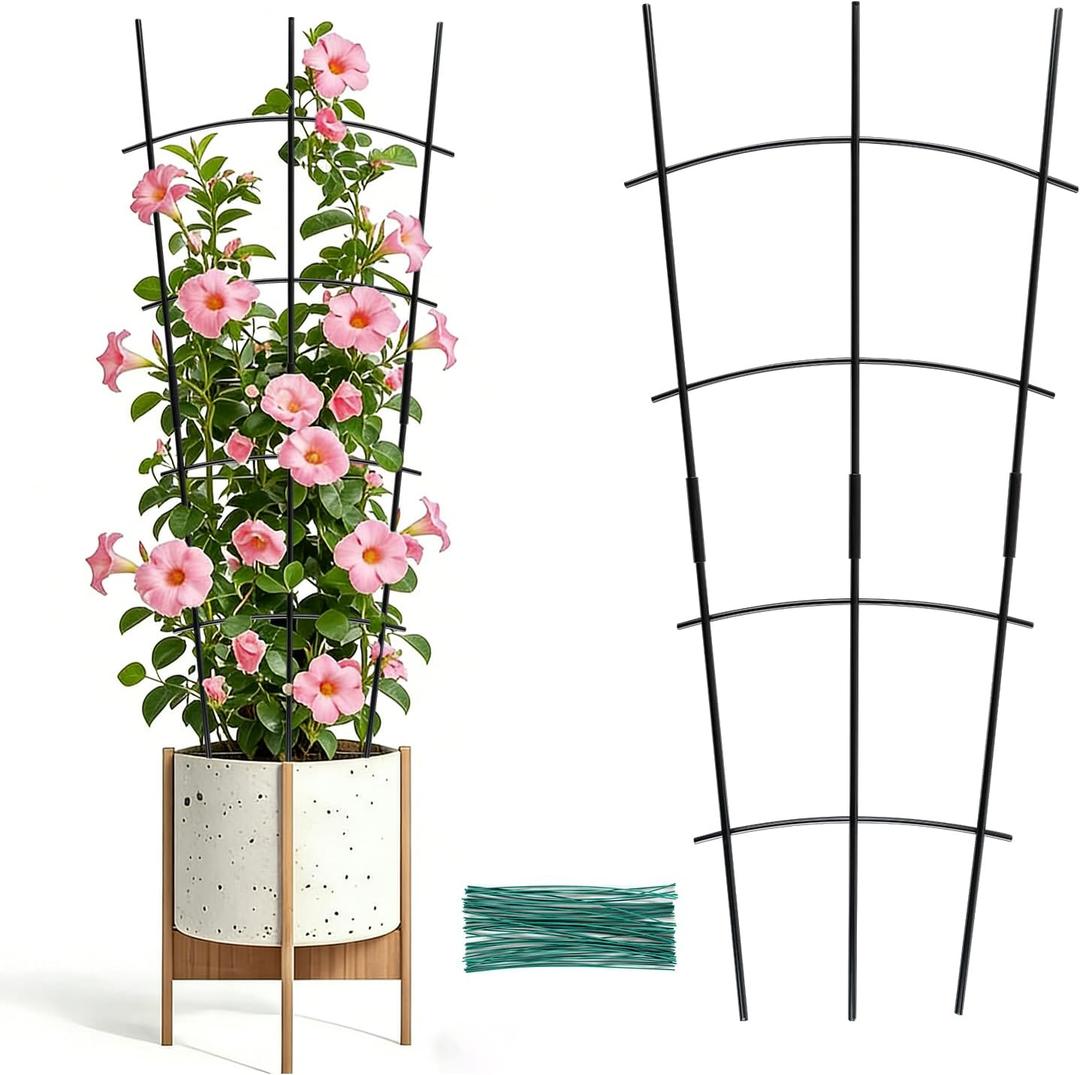 Garden Metal Trellis 24'' Thickened Plant Trellis for Climbing Plants Outdoor/Indoor2 Pack Monstera Trellis for Potted Plants Flower Hoya Pothos Vine IvyWave Shape