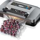 95kpa Vacuum Sealer Machine,Commercial Full Automatic Food Sealer,Powerful Sealing System with Double Heat Seal,Bags Storage, Easy-Lock Handle,Build-in Cutter,1 Bag Rolls and 10 pcs Pre-cut Bags(Grey)