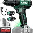 KIMO 20V Cordless Drill Set with 2 Packs 2.0Ah Battery, Max 350 In-lb Torque, 1350 RPM, 3/8" Keyless Chuck, 18+2 Clutch Setting, 18pcs Accessories, Power Drill for Drilling Wood Bricks Walls Metal