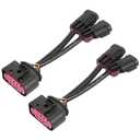 2PCS for Ram Headlight Conversion Harness Adapter Quad Housing Fit for 2009-2018 Dodge Ram Truck Plug-Play Projector Headlight Conversion Harness