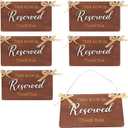 6 Pcs This Row Is Reserved Signs For Wedding Ceremony Chairs, Wooden Reserved Seating Signs For Church Pews, Hanging Reserved Wedding Sign For Seating
