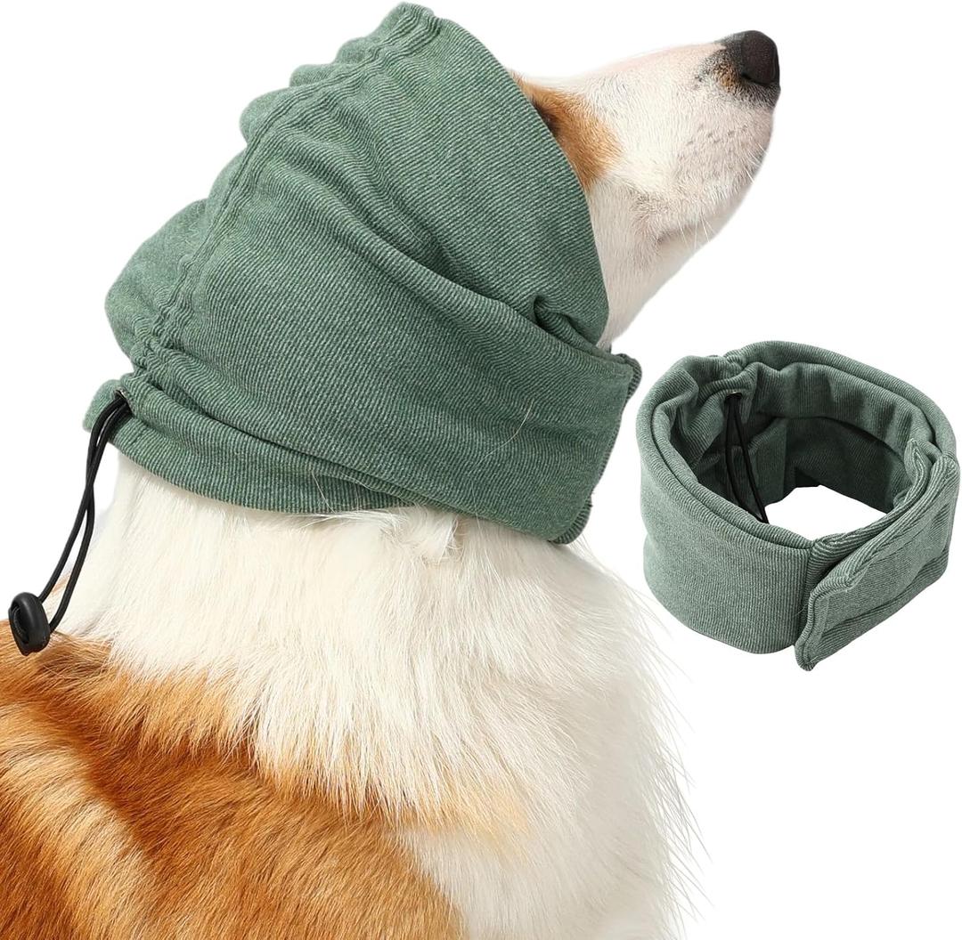 Dog Head Ear Warp Relief Ear Muffs Noise Protection (M-Head Circle(13.7"~18.9"), Green)