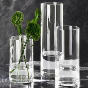 3 Pcs Acrylic Clear Cylinder Flower Vase for Plants Bouquet, Unbreakable Hurricane Tall Large Plastic Vases for Wedding Centerpieces, Hydroponic Decor Base Set of 3 (H 8" + H 10" + H 12" No Flowers)