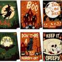 Eternity sky 6Pcs Halloween Kitchen Hand Towels：Ghost Trick or Treat Pumpkin Cat Bat Skull Tea Towel Dish Set Decorations for Holiday Bathroom Decor