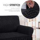 NICEEC Loveseat Slipcover Black Loveseat Cover 1 Piece Easy Fitted Sofa Couch Covers Universal High Stretch Durable Furniture Protector Love Seat with Skirt Country Style (2 Seater Black)