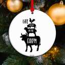 Life is Better on The Farm - Farm Animal Stack Ceramic Ornament, Cow, Sheep, Pig, Chicken Farm Christmas Ornament (C1)