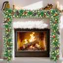 Christmas Garland with Lights 9 FT Artificial Christmas Garland 250 Pieces of Green Rattan Christmas Garland Holiday Artificial Decor for Stairs Wall Door Indoor Outdoor Garland