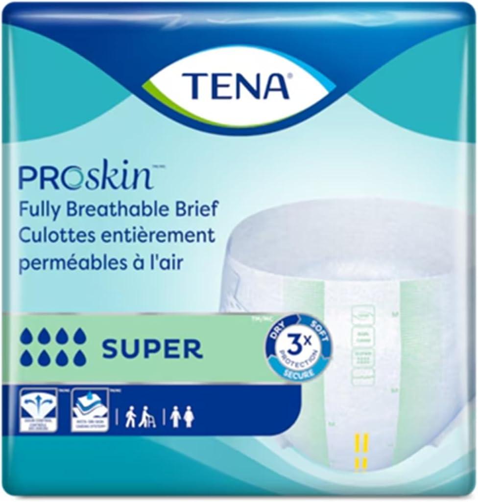 Tena ProSkin Super Adult Incontinence Brief L Heavy Absorbency Overnight, 67501, 56 Ct