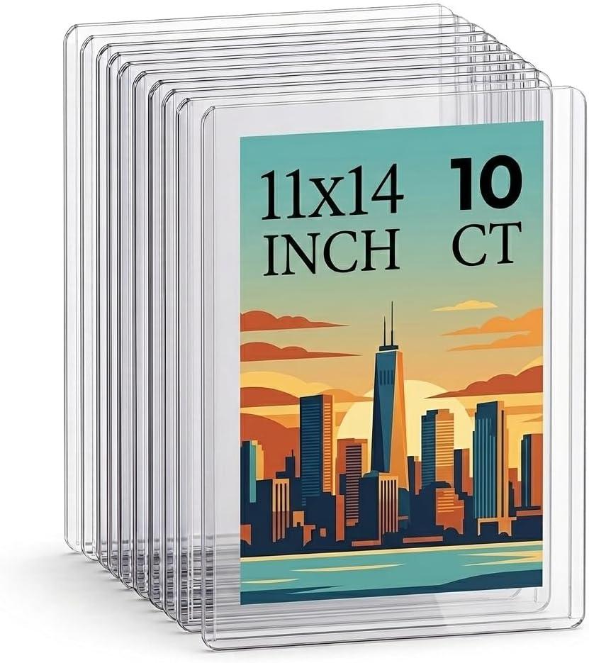 11x14 Toploaders 10ct - Ultra Durable Card Protectors for Graphic Art, Photos & Poster - Crystal Clear PVC, Archival-Safe, Fit 11x14 Inch Sheets