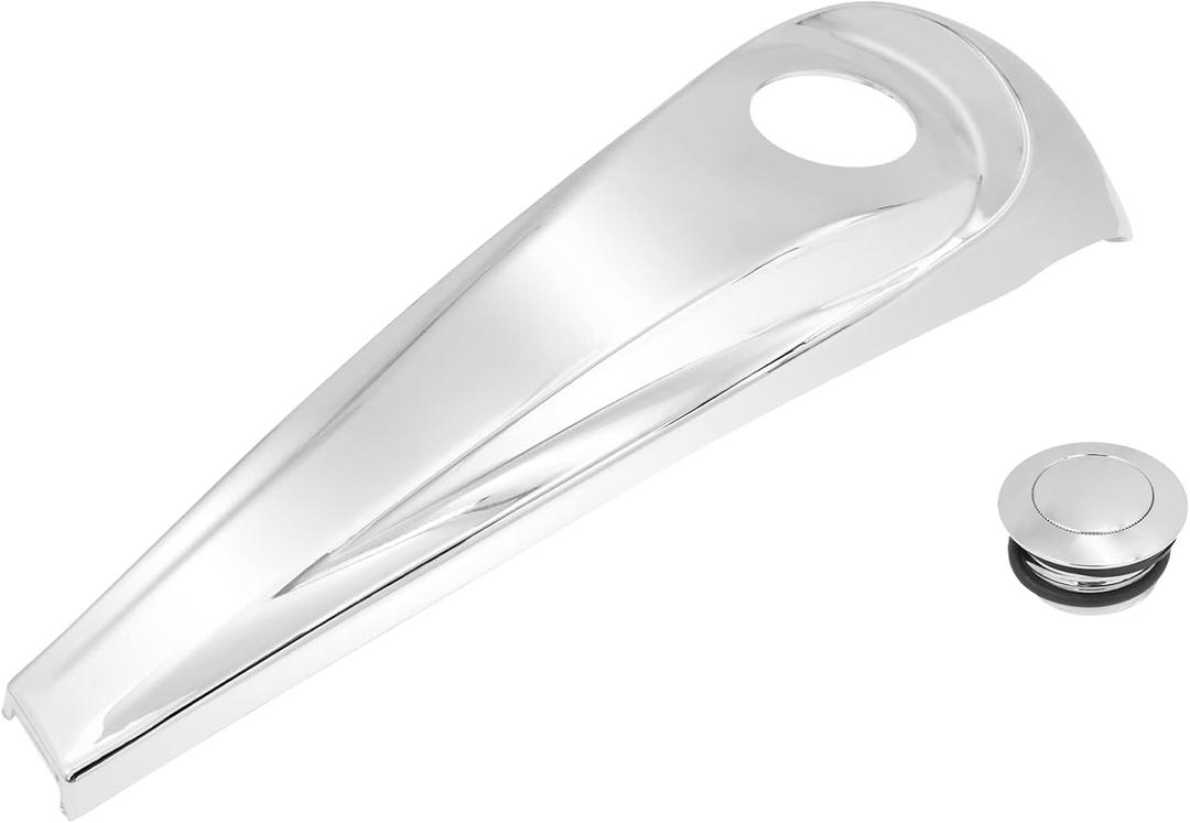 HDBUBALUS Motorcycle CNC Smooth Dash Fuel Console with Gas Tank Cap Covers Chrome Fit for Harley Touring Electra Glide Road Glides 2008-23