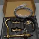 8 inch 3-Hole Bathroom Faucet - Antique Brass Solid Brass Vintage Basin Mixer Tap, Dual Lever Handles & 360 Swivel Spout (Retro European Design, Splash-Free Aerator)