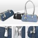 MYHOZEE Bowler Bag Rectangle Shoulder Bag Cute Purse PU Leather Swing Zip Bags Handbags With Bow for Women and Teen Girls