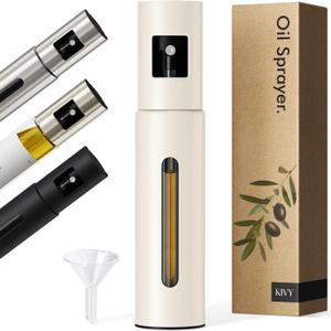 KIVY Glass Oil Sprayer for Cooking, Salads, BBQs & Airfryer  Innovative Spray with Portion Control - Oil Spray Bottle with Stainless Steel Body - Olive Oil Sprayer - Cooking Oil Mister  Cream