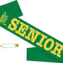 Class of 2025 Senior Sash, Green Satin Finally Graduated Sash with Gold Printing Letters Cheerleader Senior Sashes for Class of 2025 Graduation Party Celebrations Supplies(Green+gold)